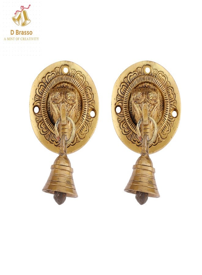 D Brasso Elephant Face Wall & Door Brass Decorative Bell Pair, Elephant Hangings for Decoration (300g Each). - Image 2